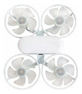 Ventilador branco com iluminação LED e quatro conjuntos de hélices