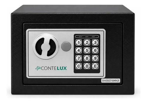Cofre digital preto Contelux com teclado e fechadura